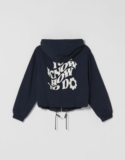 Áo khoác Bershka Effect Hooded Navy [3805/551/401] - Image 1