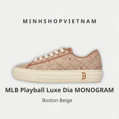 Giày MLB Playball Luxe Dia MONOGRAM Boston Beige [3acvprm3n 43bgs] - Image 1