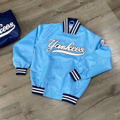 Áo Khoác Varsity MLB Majestic jersey New York Yankees Satin baby Blue Jacket - Image 1