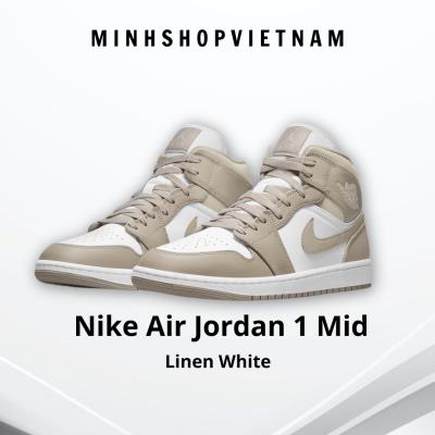 Giày Nike Air Jordan 1 Mid Linen White [554724 082] [O]