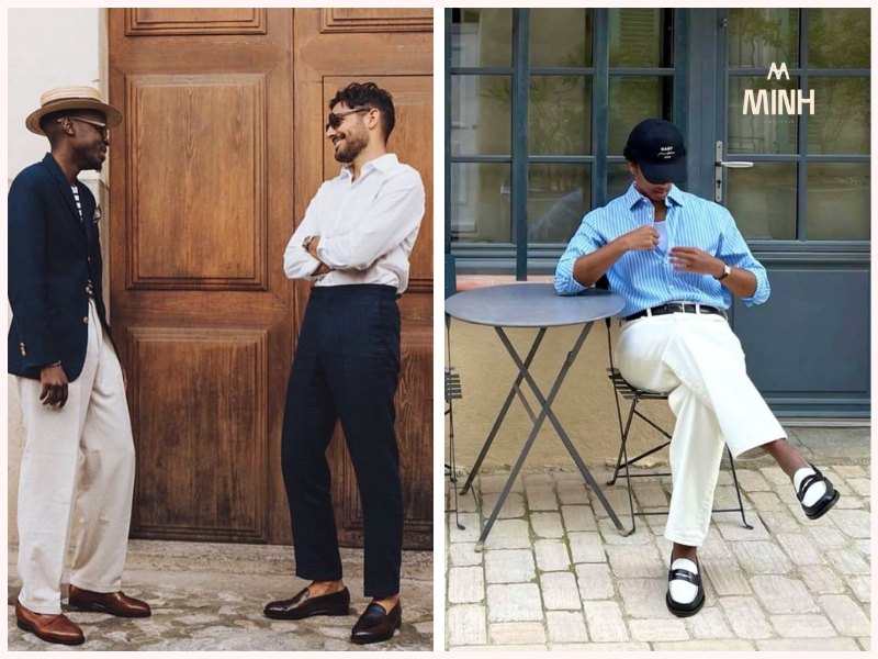 Phối loafer với quần âu và áo sơ mi thanh lịch