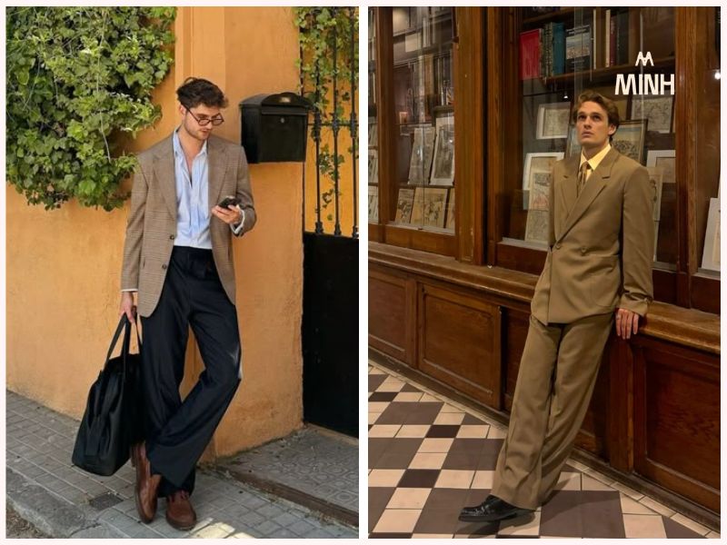 Phối giày da nam với suit lịch lãm