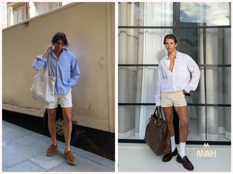 Phối với quần short và áo linen cho outfit mùa hè
