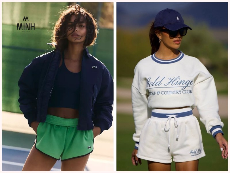 Áo croptop mix quần thể thao lưng cao
