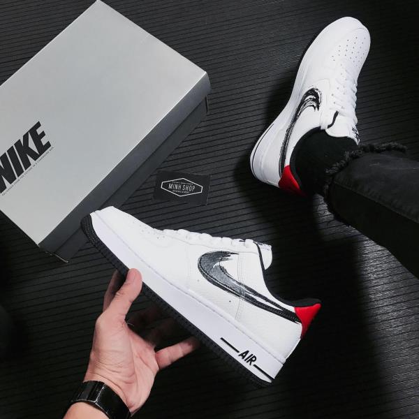 Giày Nike Air Force Low Brushstroke White Black **